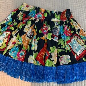 Byblos Tropical Print Fringe Mini Skirt - Very rare